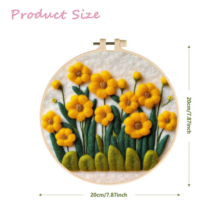 Blooms with Green Leaves in Full Bloom Wool Needle Felting Painting Kit