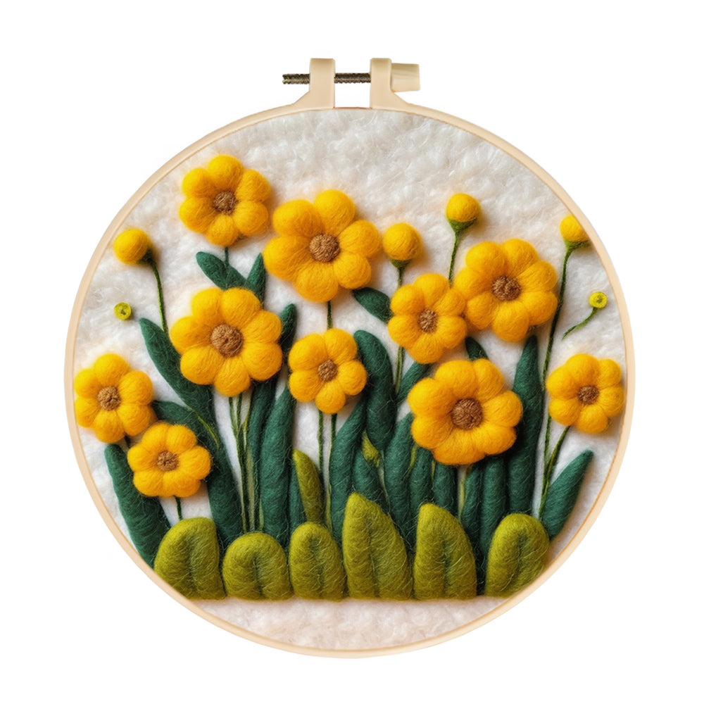 Blooms with Green Leaves in Full Bloom Wool Needle Felting Painting Kit