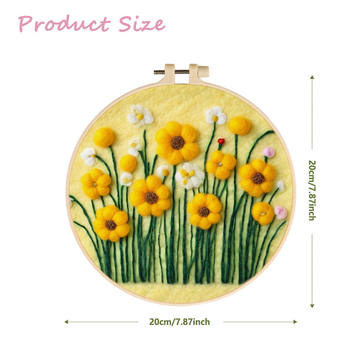 Vibrant Yellow Flowers with White Accents Wool Needle Felting Painting Kit