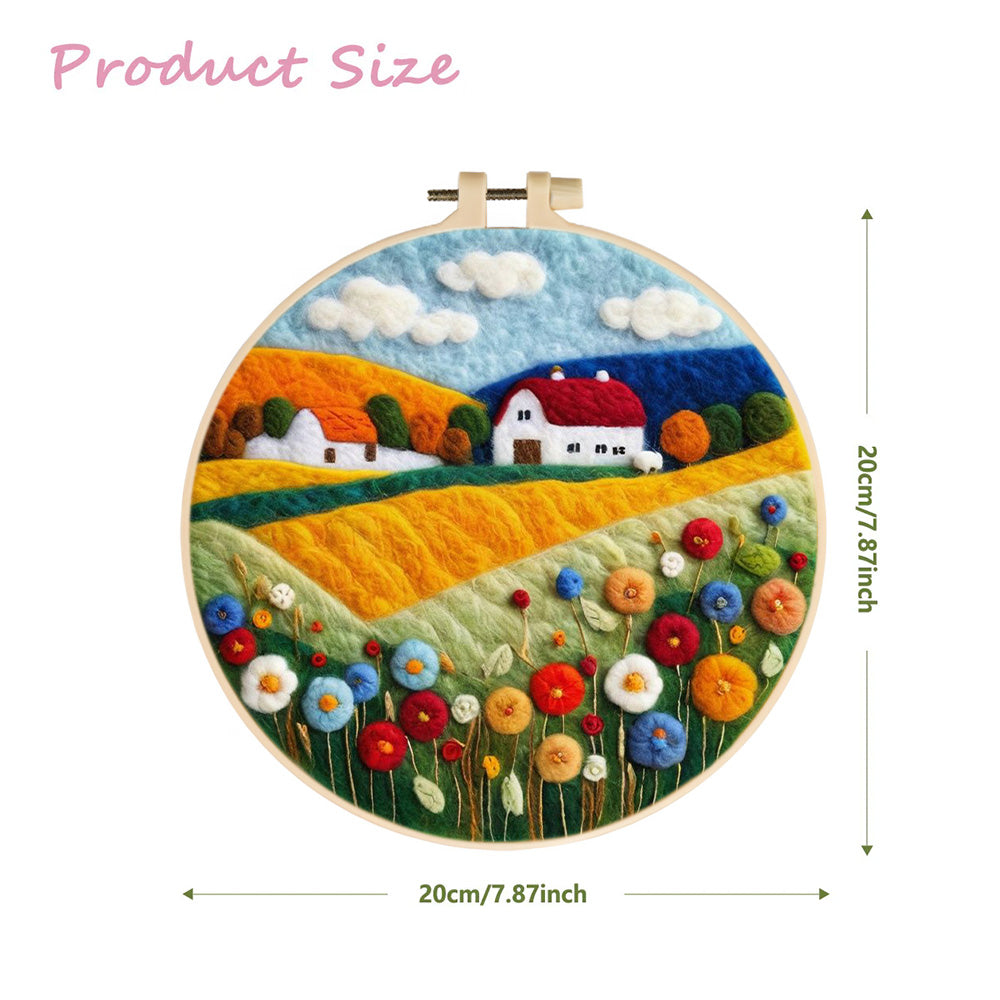 Autumn Fields and House Wool Needle Felting Painting Kit