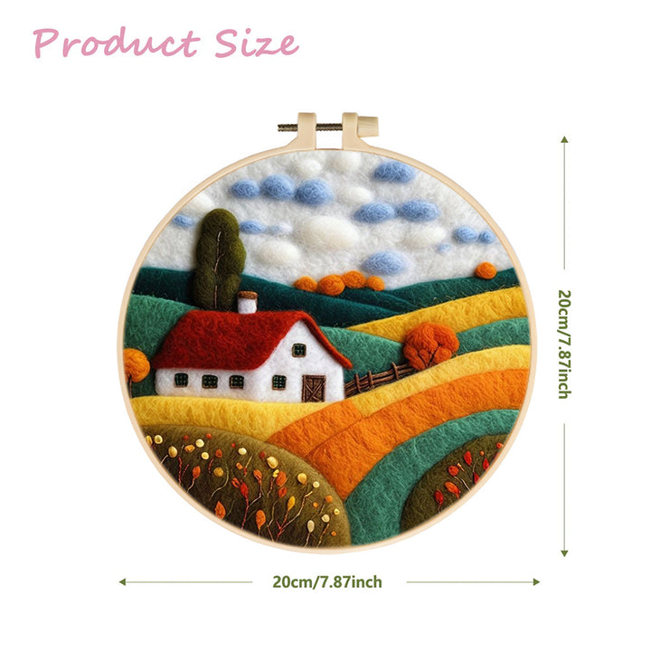 House on the Colorful Hillside Wool Needle Felting Painting Kit