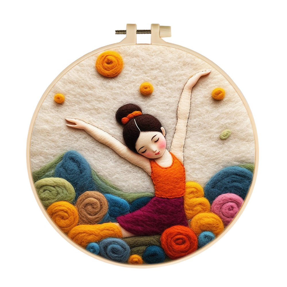 Girl Dancing among the Flowers Wool Needle Felting Painting Kit