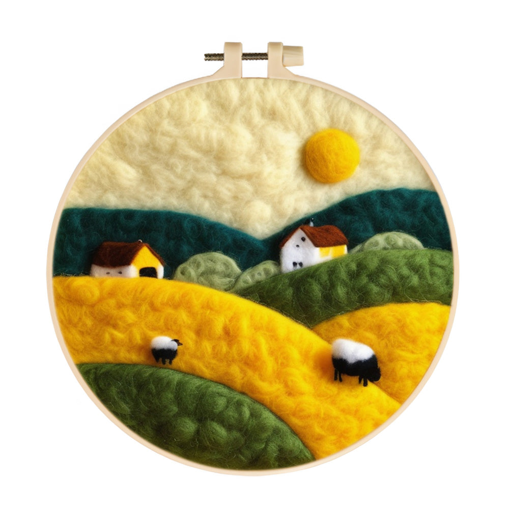 Sheep on the Hillside Wool Needle Felting Painting Kit