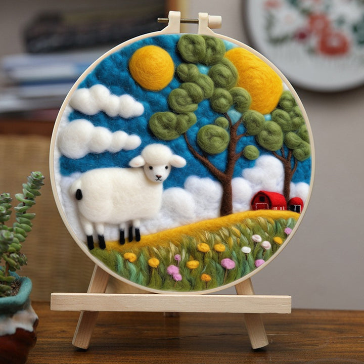 Sheep at Spring Farm Wool Needle Felting Painting Kit