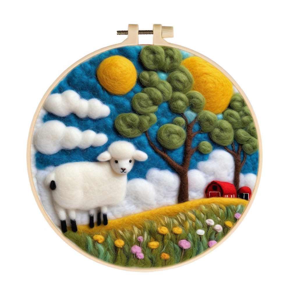 Sheep at Spring Farm Wool Needle Felting Painting Kit
