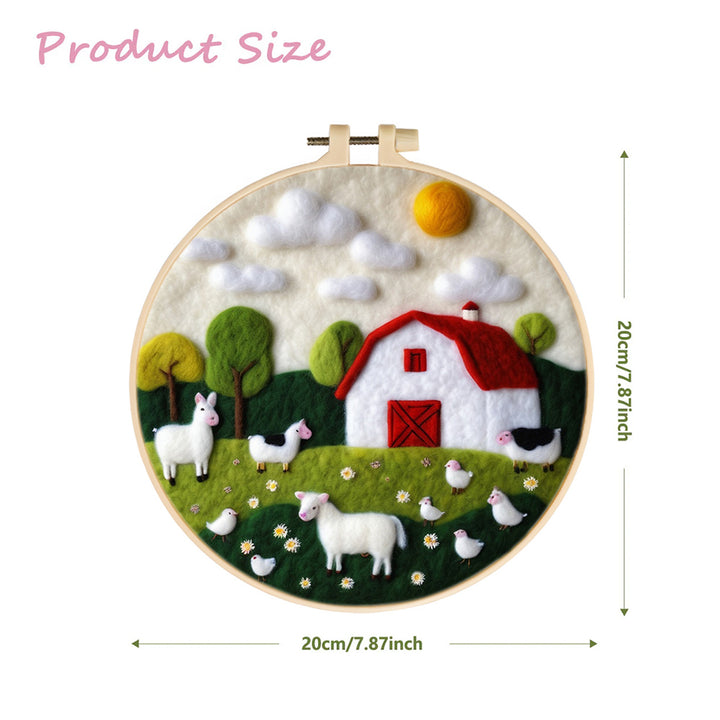 Farm Animals on the Grassland Wool Needle Felting Painting Kit