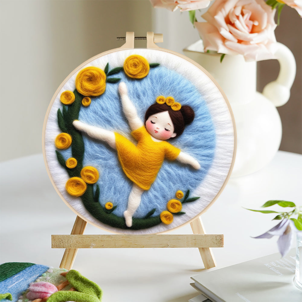 Little Chubby Ballet Dancer Wool Needle Felting Painting Kit