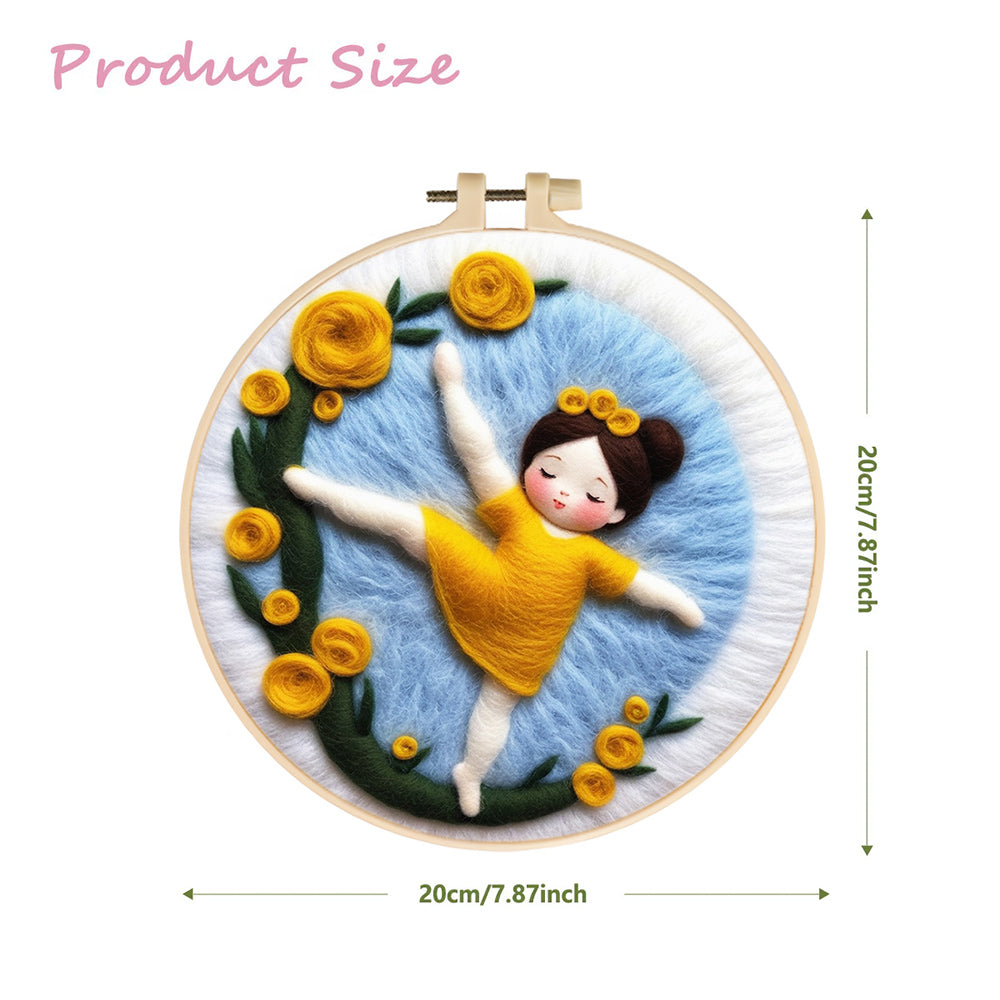 Little Chubby Ballet Dancer Wool Needle Felting Painting Kit