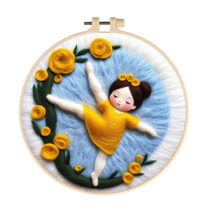 Little Chubby Ballet Dancer Wool Needle Felting Painting Kit