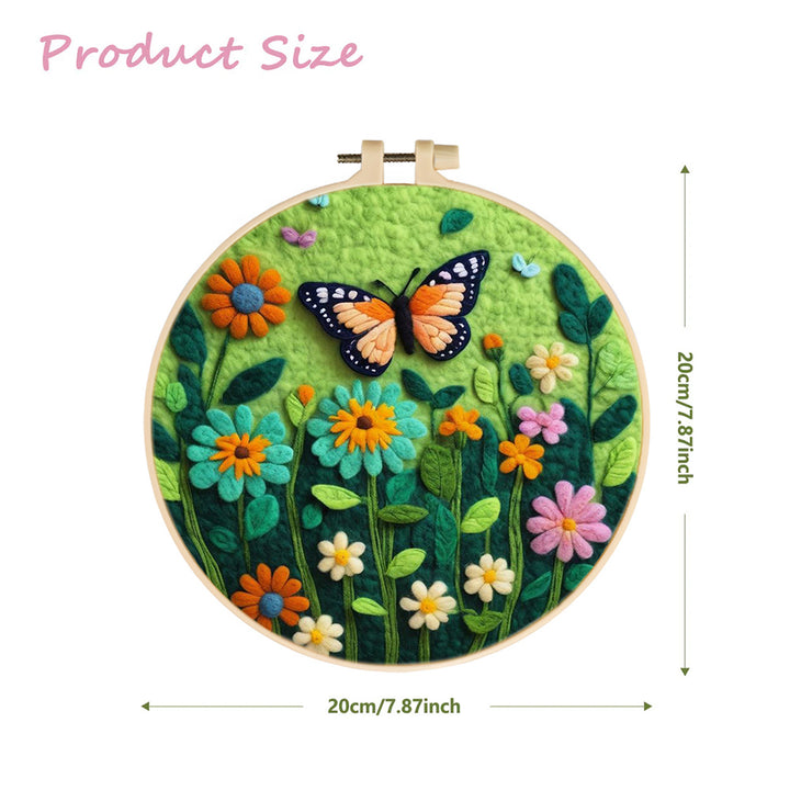 Butterfly in a Blooming Garden of Colors Wool Needle Felting Painting Kit