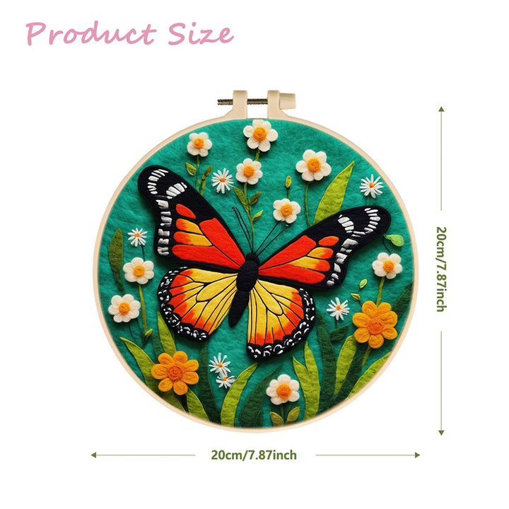 Butterfly Flying Over a Field of Flowers Wool Needle Felting Painting Kit