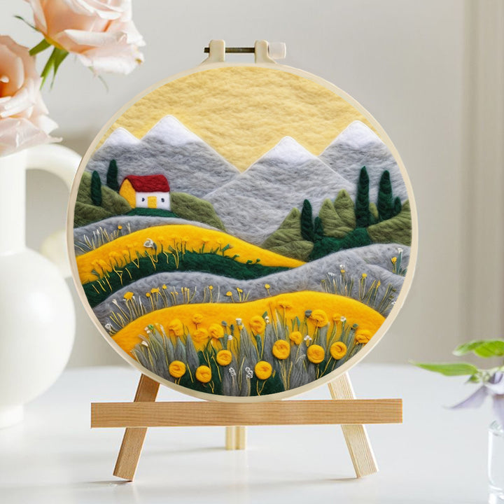 The Mountains Flowers and Home Wool Needle Felting Painting Kit