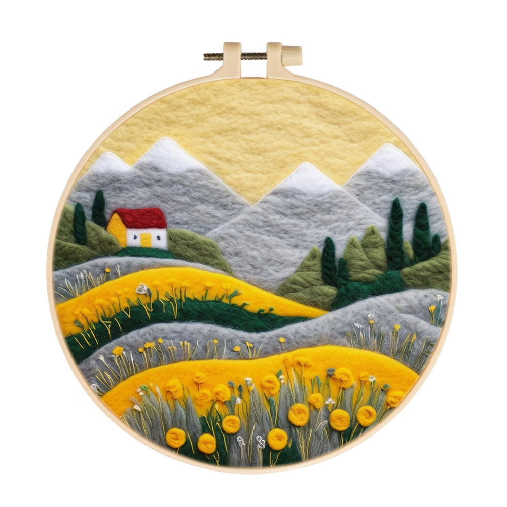 The Mountains Flowers and Home Wool Needle Felting Painting Kit
