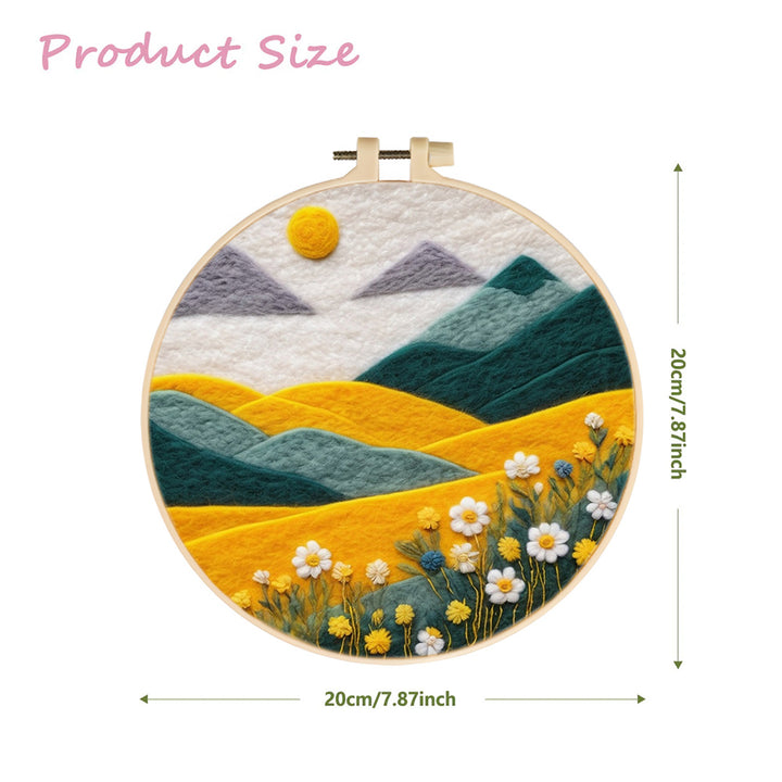 A Sunlit Valley of Flowers and Rolling Hills Wool Needle Felting Painting Kit