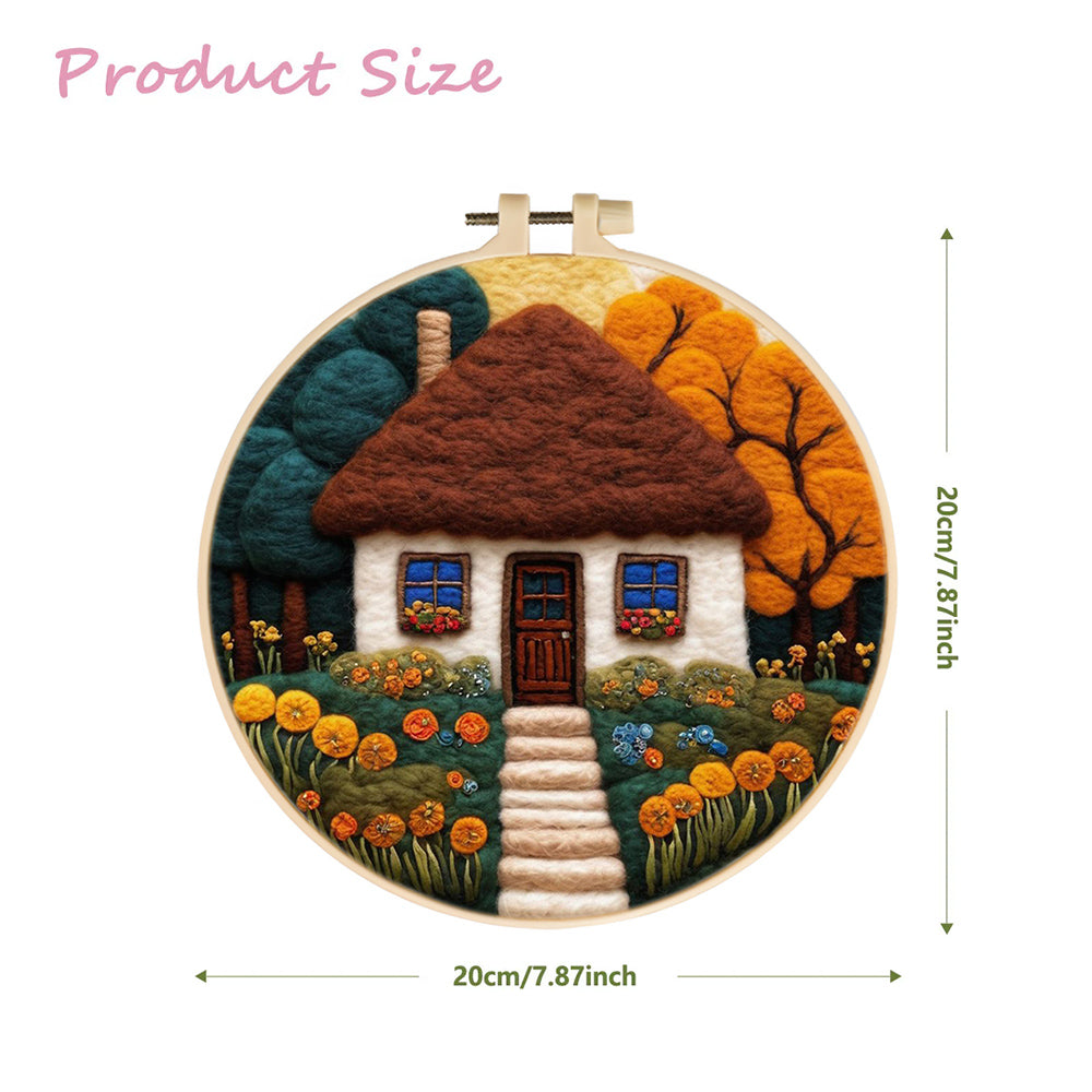 Charming House in the Heart of Fall Wool Needle Felting Painting Kit