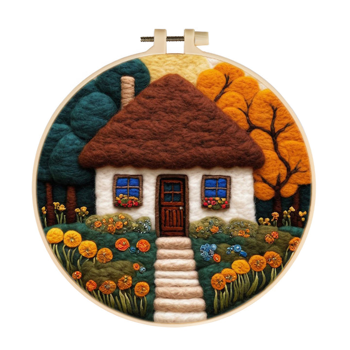 Charming House in the Heart of Fall Wool Needle Felting Painting Kit