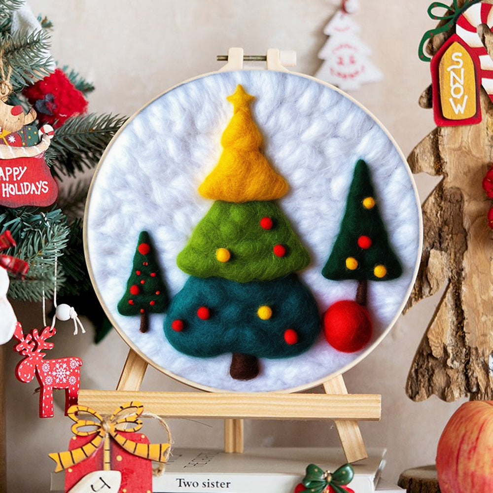 Colorful Christmas Trees Wool Needle Felting Painting Kit