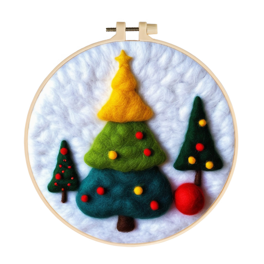 Colorful Christmas Trees Wool Needle Felting Painting Kit