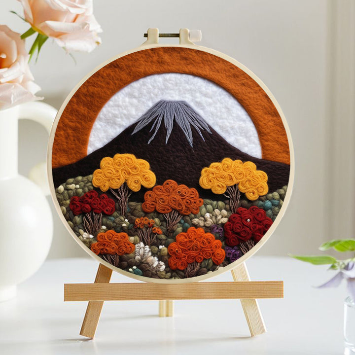 Majestic Mountain Surrounded by Fall Foliage Wool Needle Felting Painting Kit