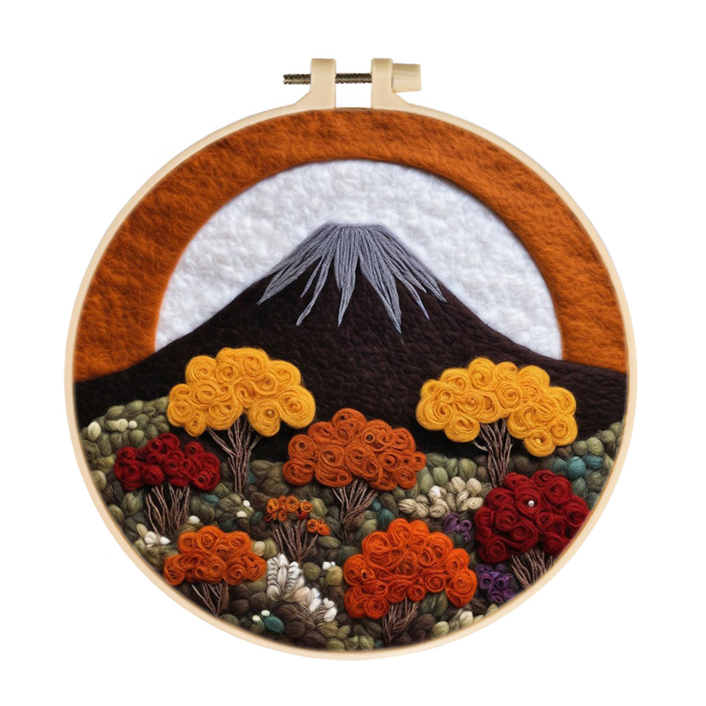 Majestic Mountain Surrounded by Fall Foliage Wool Needle Felting Painting Kit