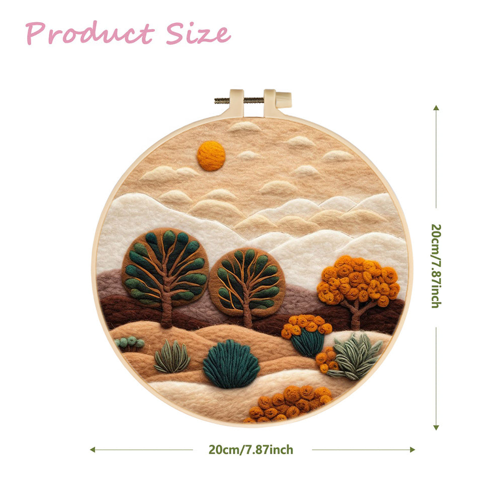 Autumn Trees and Desert Mountains Wool Needle Felting Painting Kit