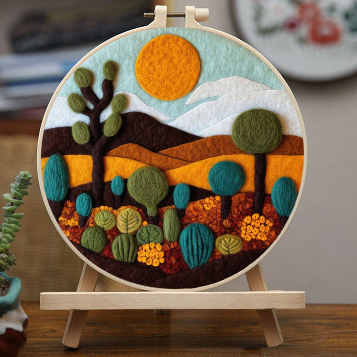 Cacti and Hills Under a Bold Sun Wool Needle Felting Painting Kit