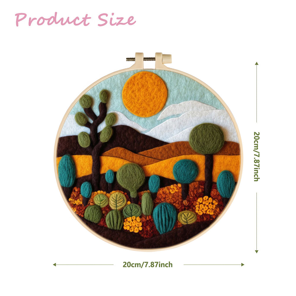 Cacti and Hills Under a Bold Sun Wool Needle Felting Painting Kit