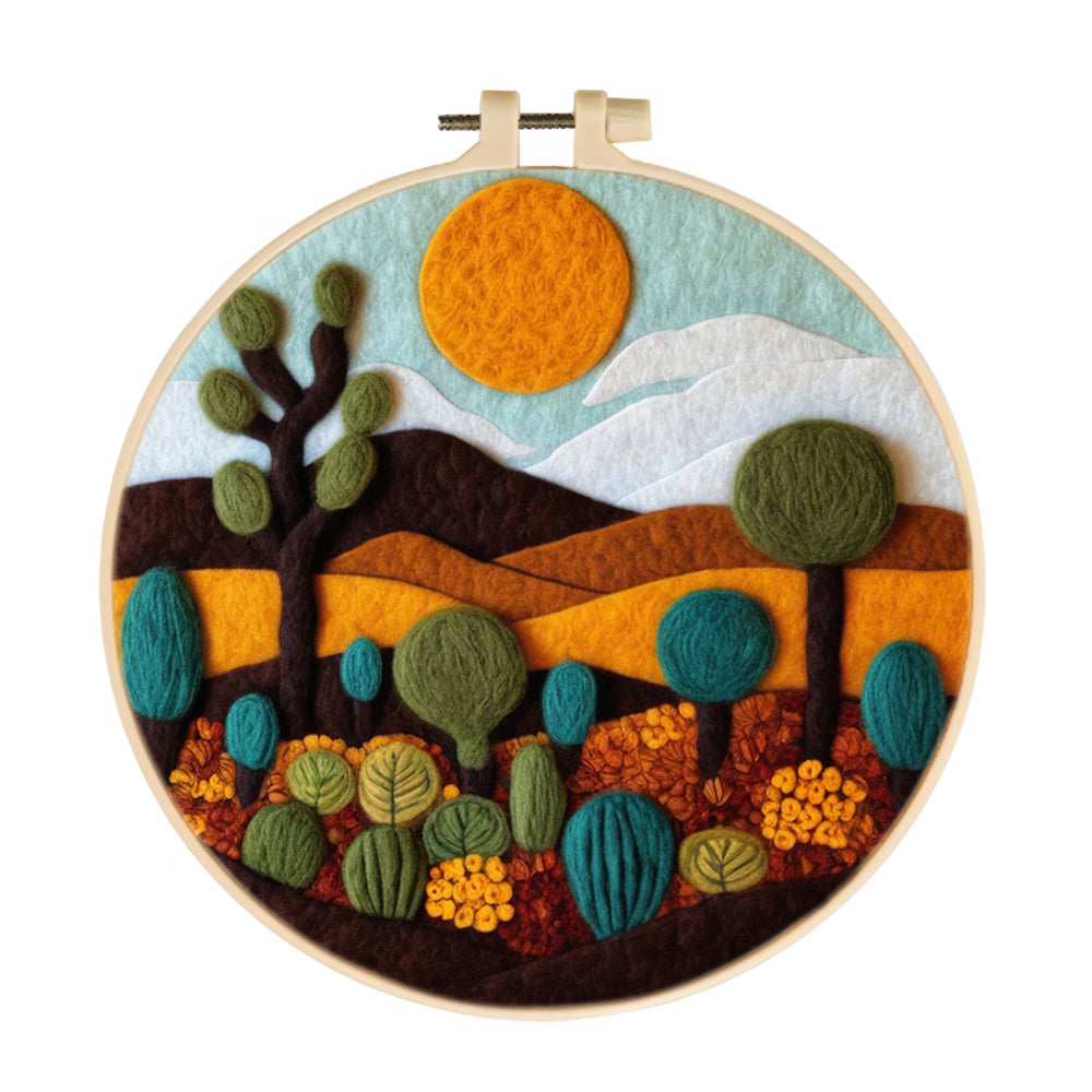 Cacti and Hills Under a Bold Sun Wool Needle Felting Painting Kit