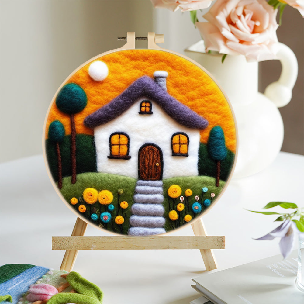 Small White House Wool Needle Felting Painting Kit