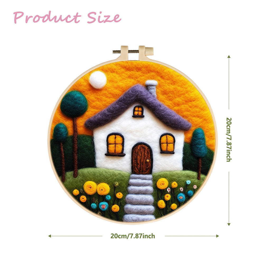 Small White House Wool Needle Felting Painting Kit