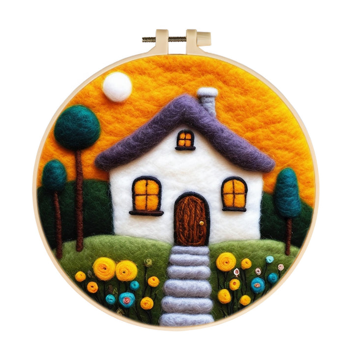 Small White House Wool Needle Felting Painting Kit