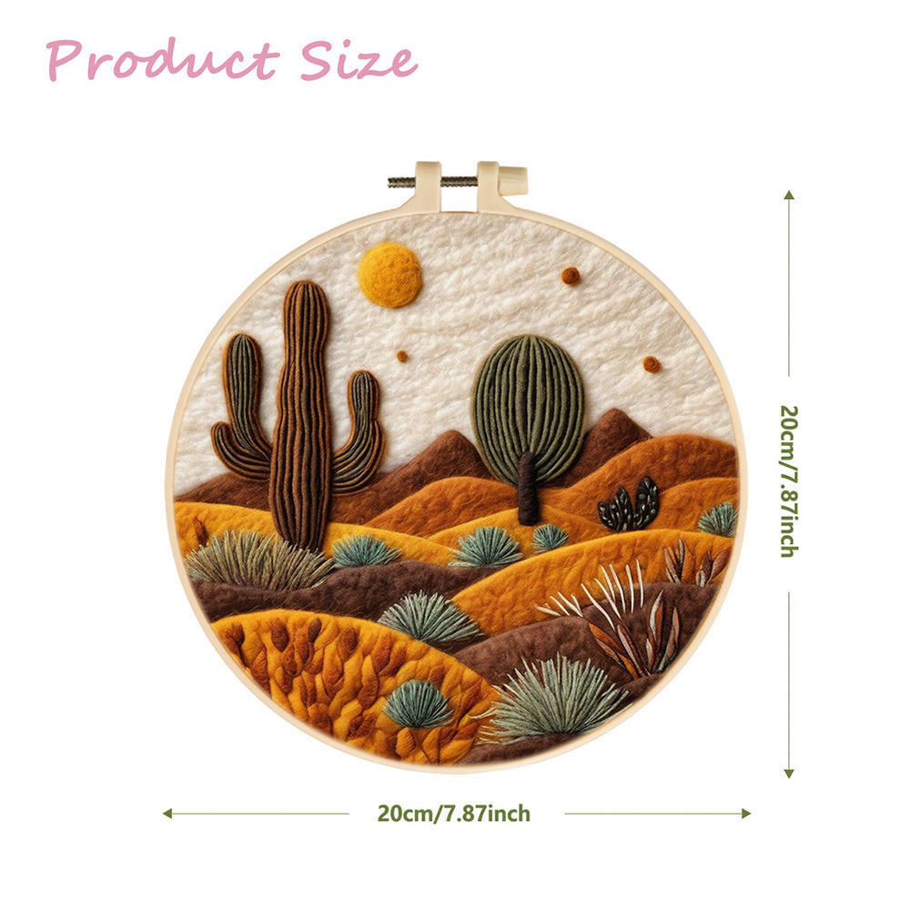 Desert Landscape with Majestic Cacti Wool Needle Felting Painting Kit