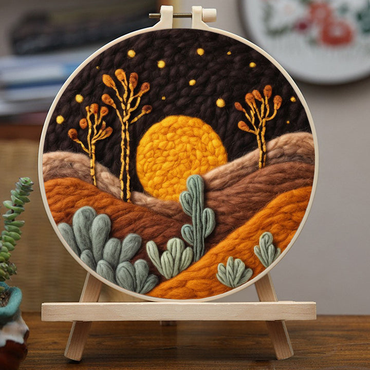 Desert Night Under the Full Moon Wool Needle Felting Painting Kit