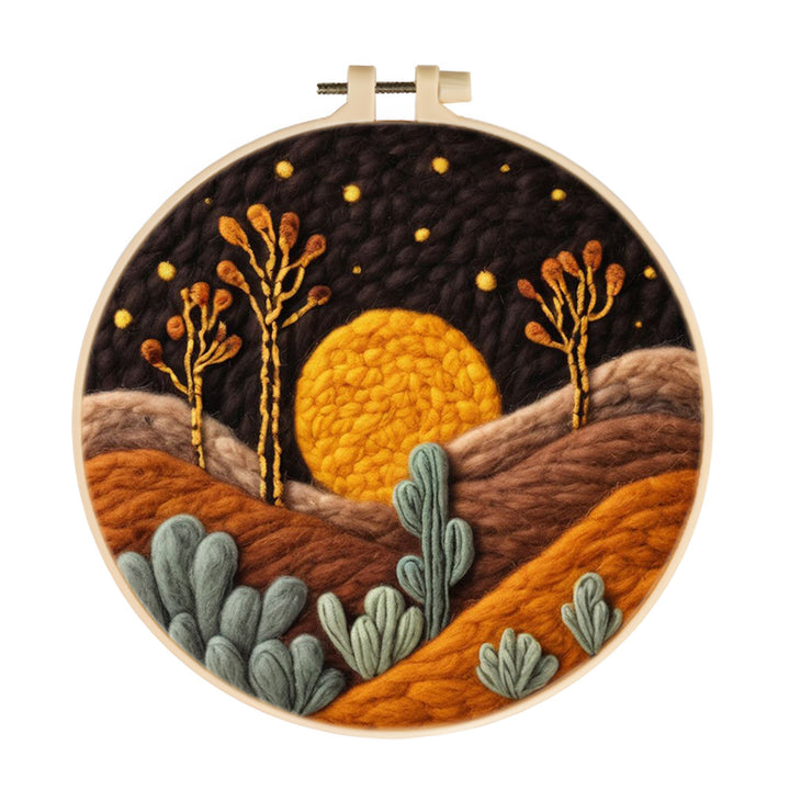 Desert Night Under the Full Moon Wool Needle Felting Painting Kit