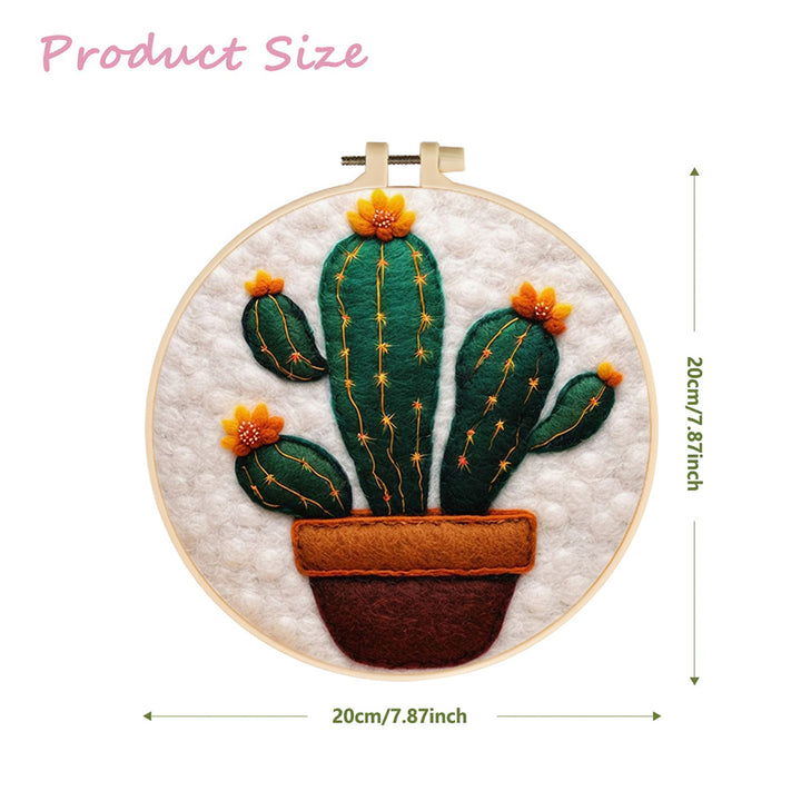 Blooming Cactus in a Pot Wool Needle Felting Painting Kit