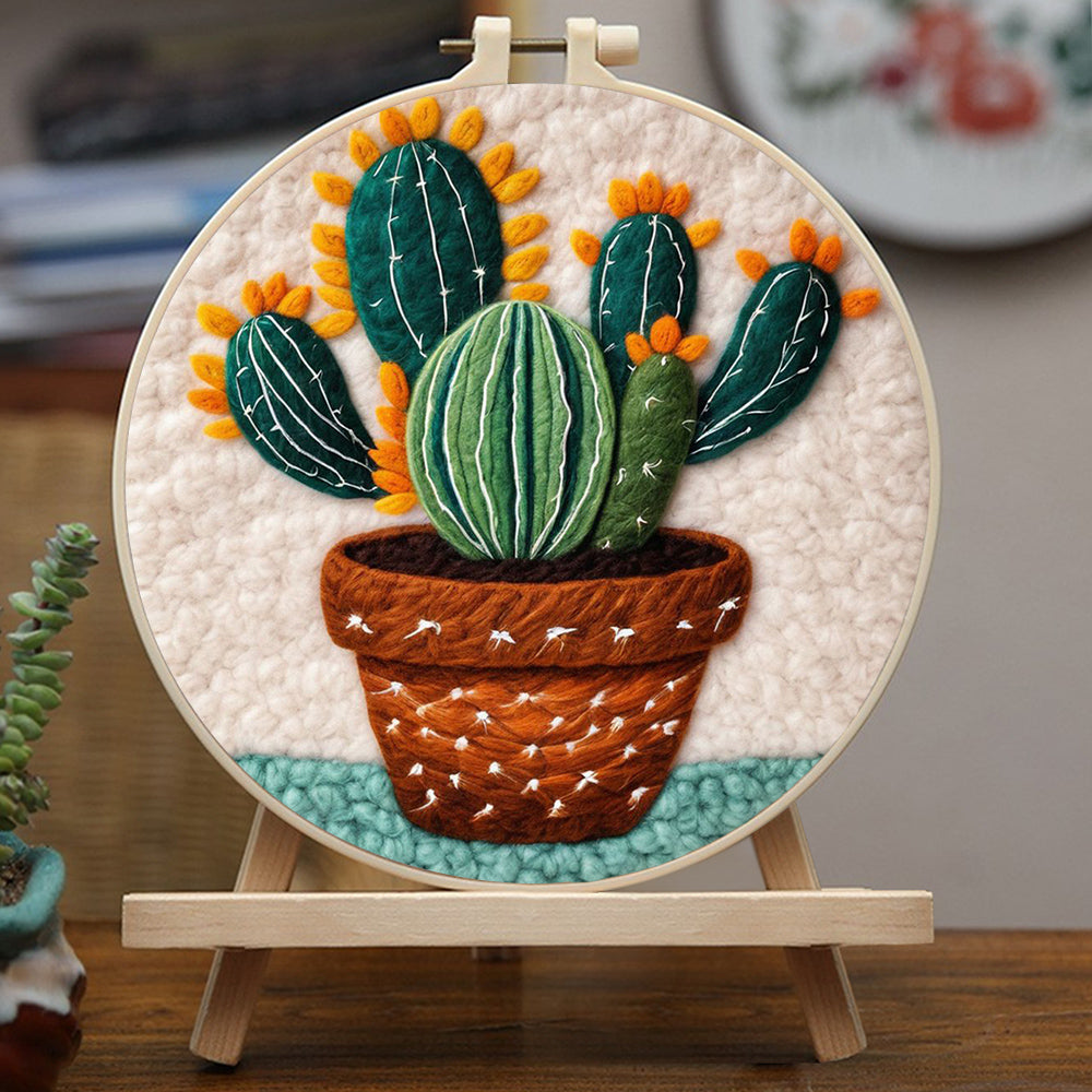 Cactus in a Terracotta Pot Wool Needle Felting Painting Kit