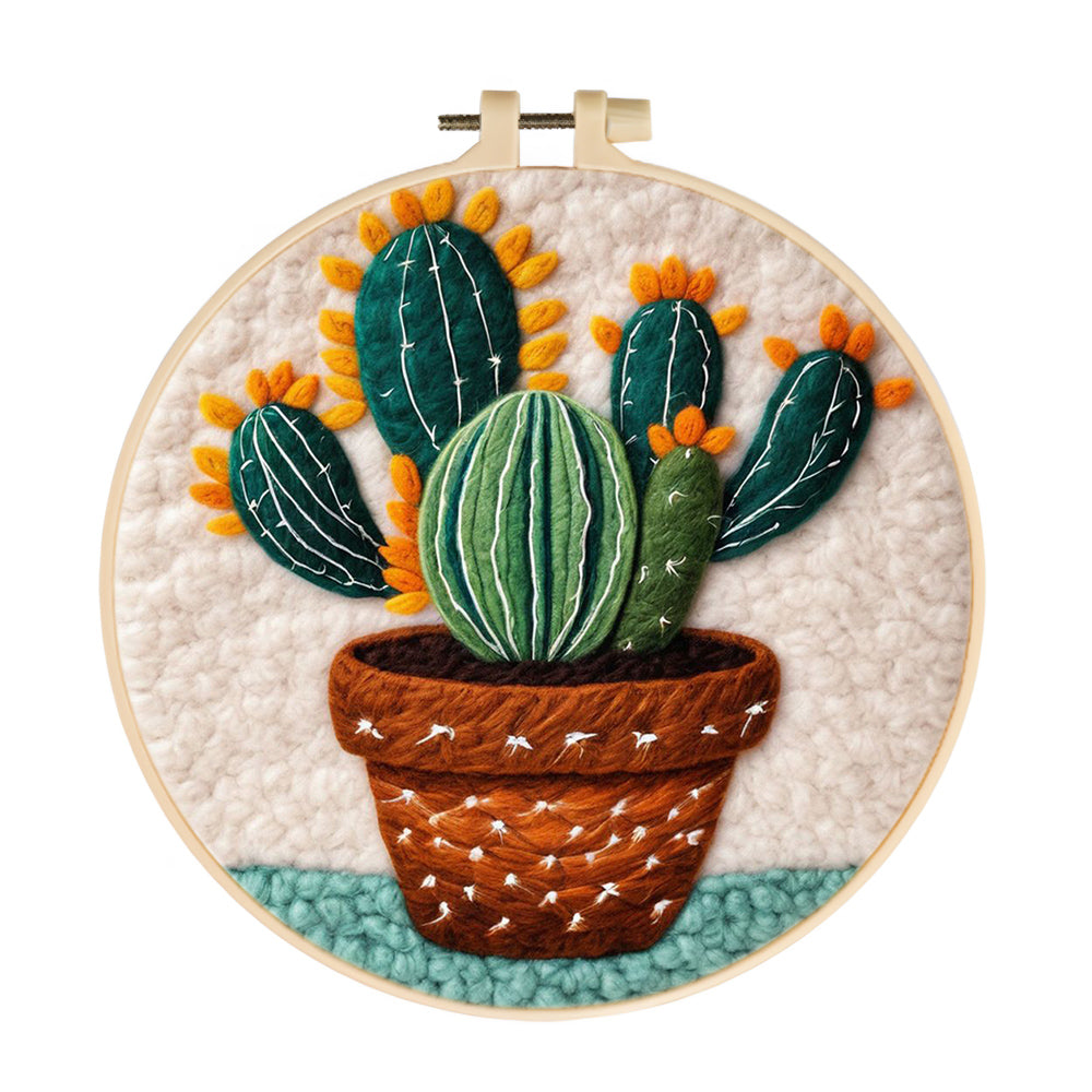 Cactus in a Terracotta Pot Wool Needle Felting Painting Kit