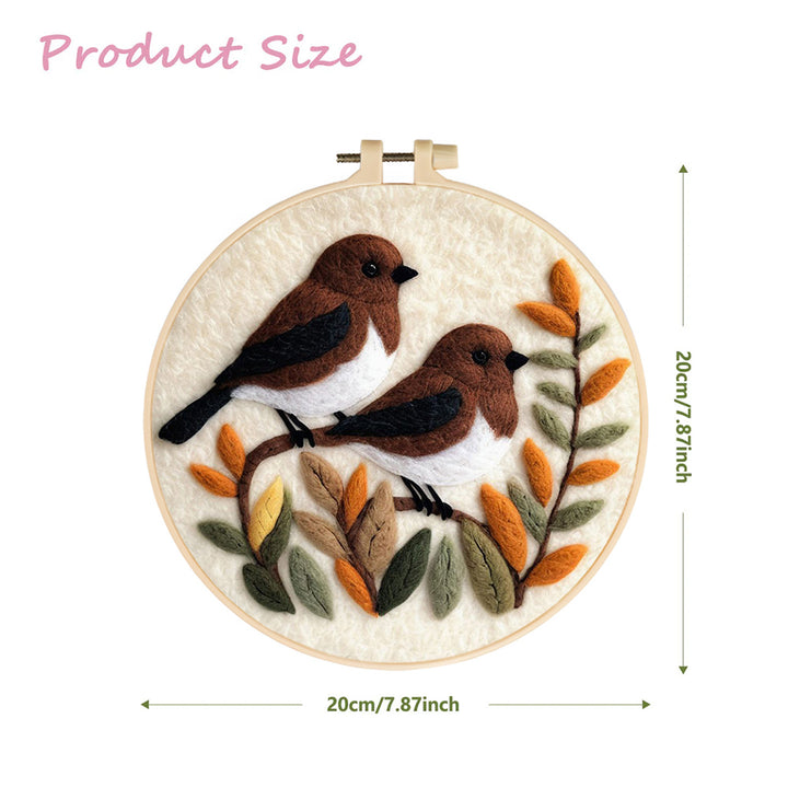 Pair of Birds Enjoy Quiet Moment Wool Needle Felting Painting Kit