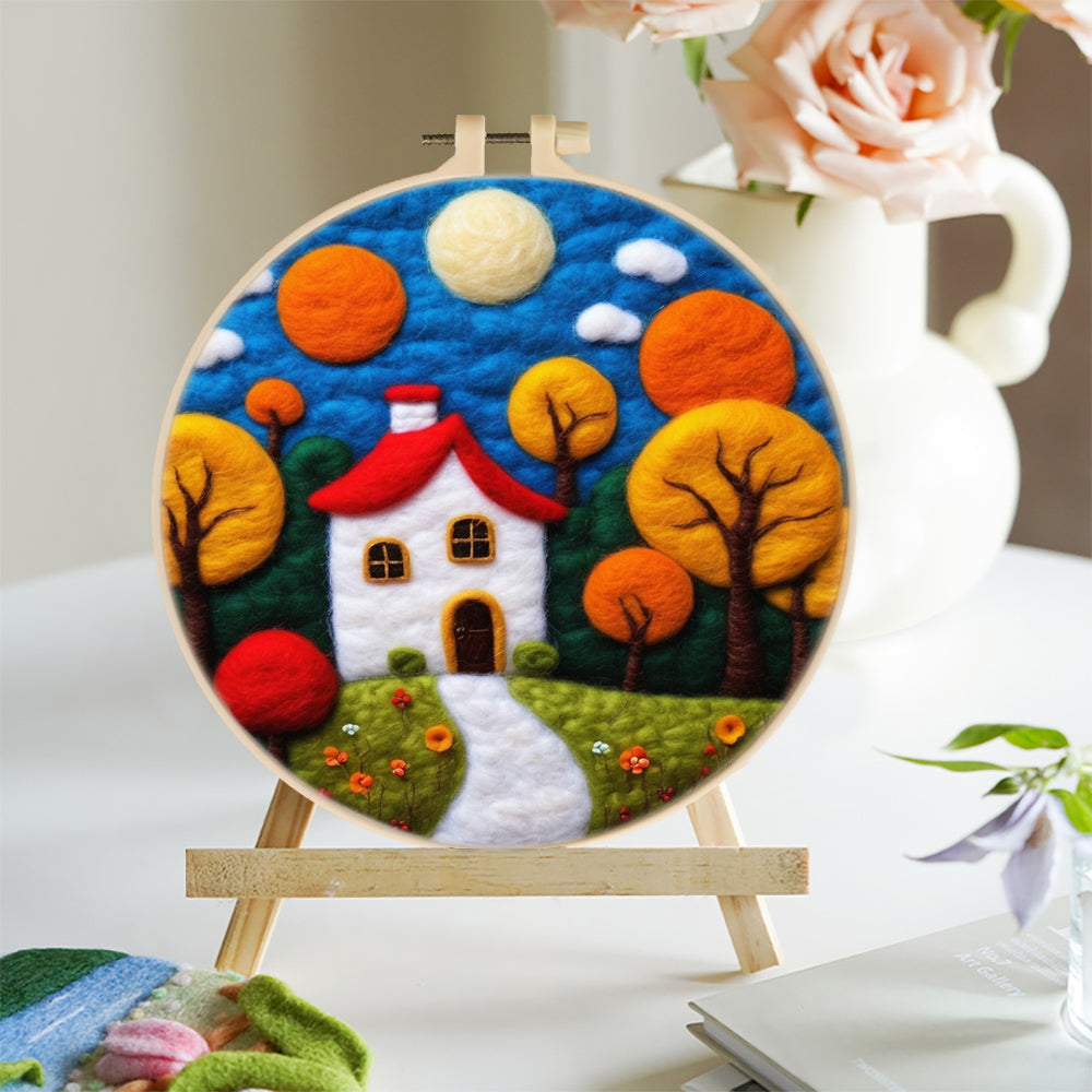 Autumn House Wool Needle Felting Painting Kit