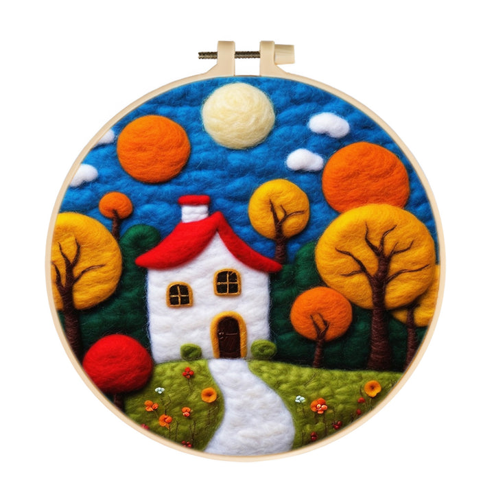Autumn House Wool Needle Felting Painting Kit