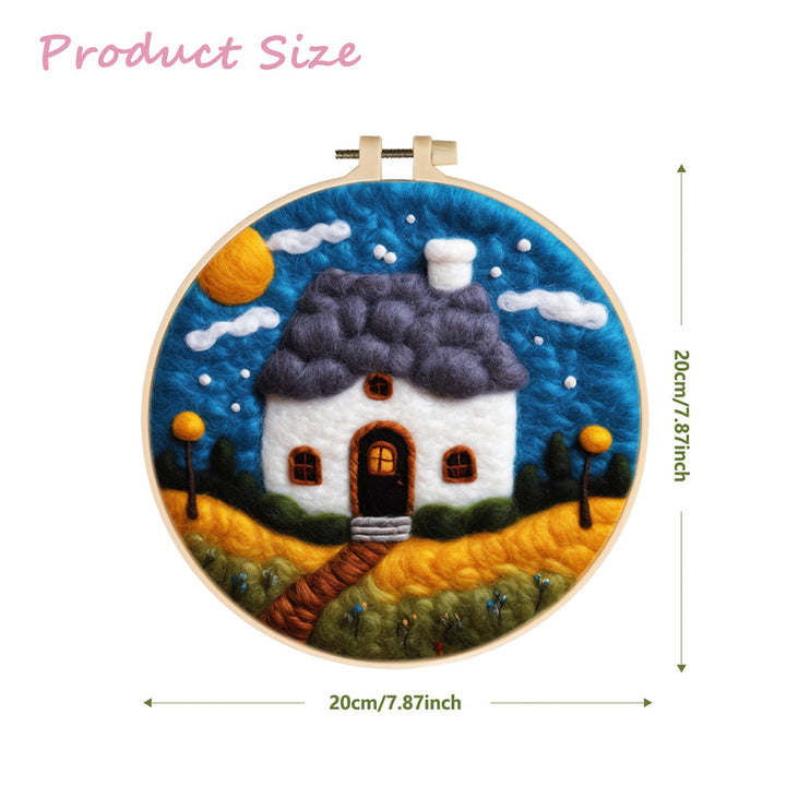 Small House at Night Wool Needle Felting Painting Kit