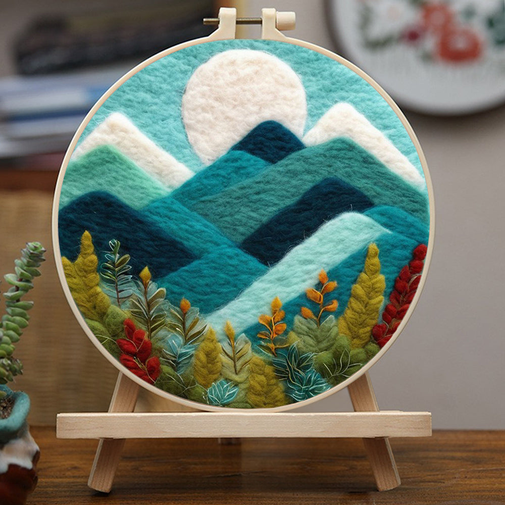 Layers Of Overlapping Mountains Wool Needle Felting Painting Kit