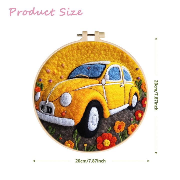 Yellow Car Wool Needle Felting Painting Kit