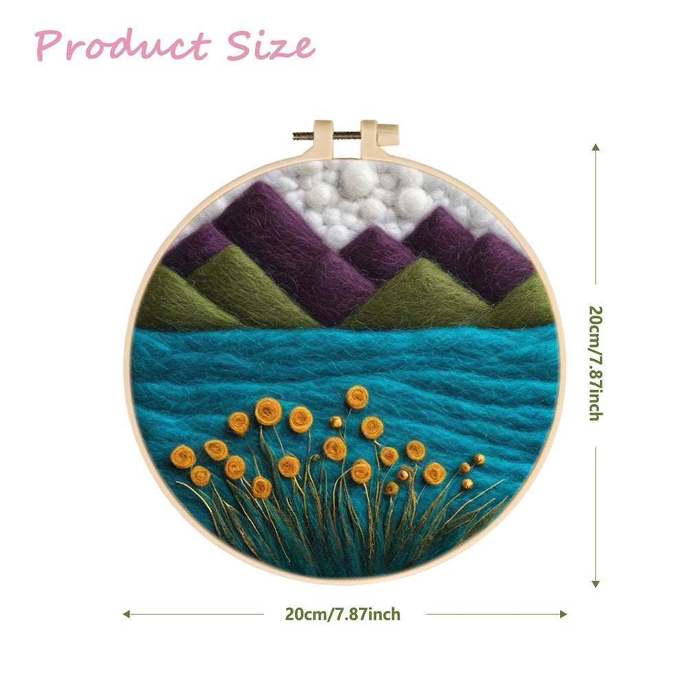 Lakes And Flowers Beneath the Mountains Wool Needle Felting Painting Kit