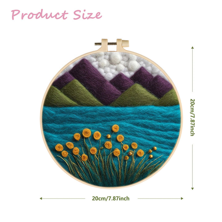 Lakes And Flowers Beneath the Mountains Wool Needle Felting Painting Kit