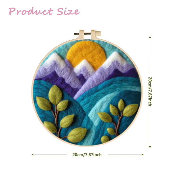 Purple-Green Mountain Range Wool Needle Felting Painting Kit