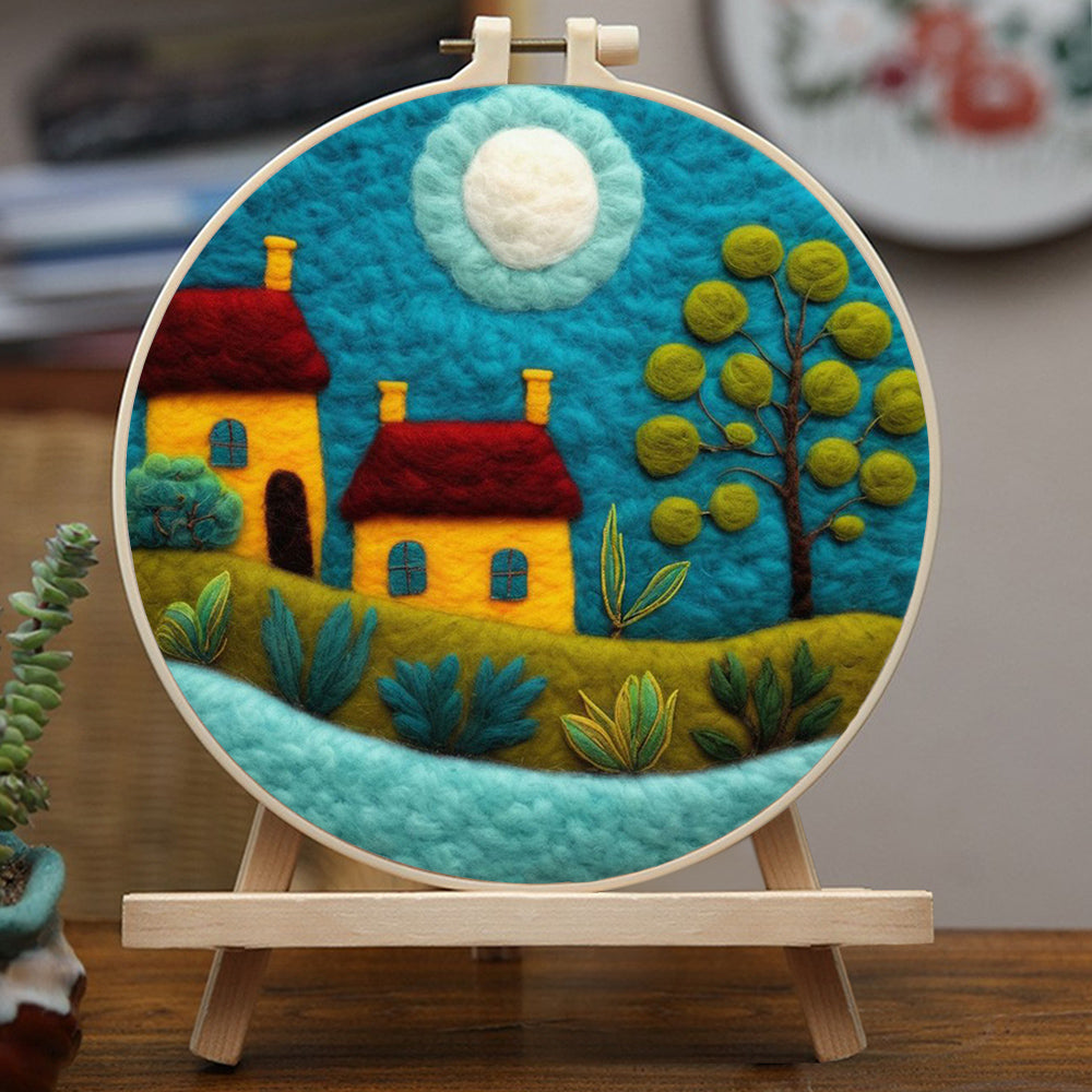The House in the Moonlight Wool Needle Felting Painting Kit