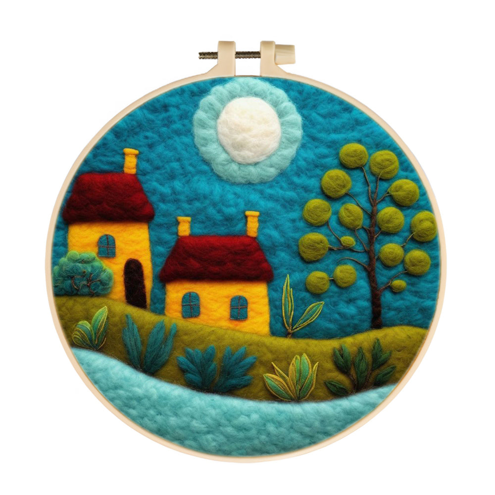 The House in the Moonlight Wool Needle Felting Painting Kit