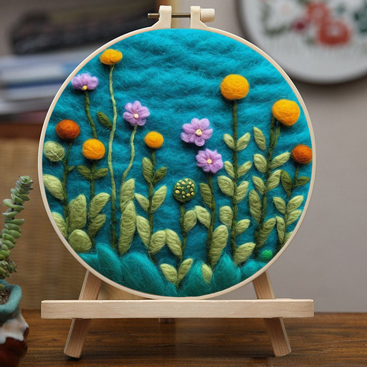 Spherical Flowers and Blossoms Wool Needle Felting Painting Kit