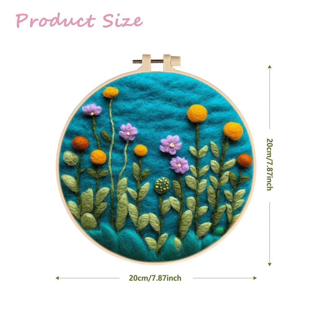 Spherical Flowers and Blossoms Wool Needle Felting Painting Kit